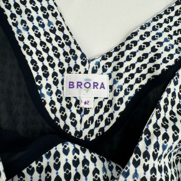 Brora Ink Graphic Print  patchwork Dress Size UK 12 US 8 Asymmetric V Neck - Picture 7 of 15